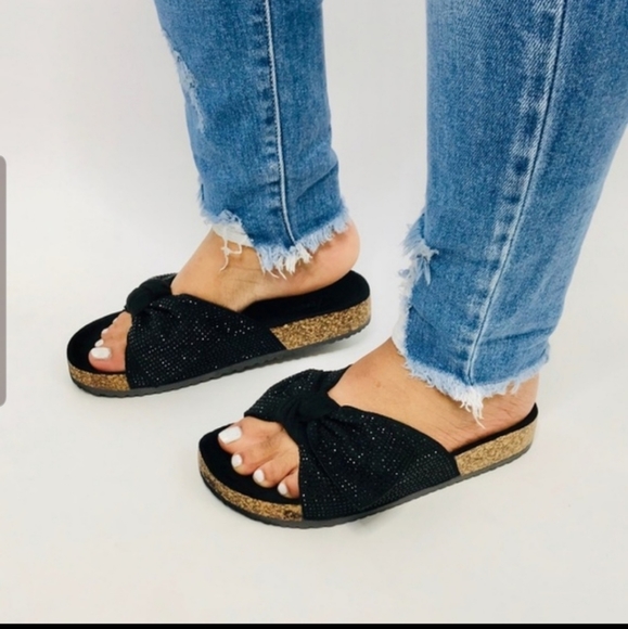 "Forever" Embellished Bow Cork Slides - Picture 3 of 3